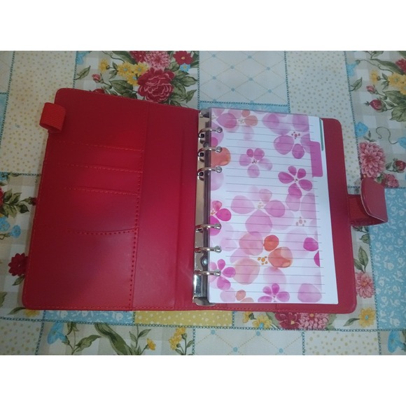 Red Faux Leather Binder Note Book with dividers. 5 x 7.5 - Picture 2 of 4